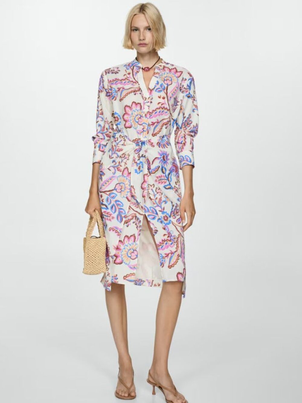 Mango FLORAL PRINT DRESS WITH BOW